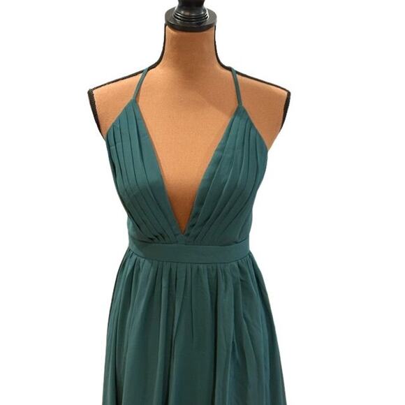 Lulus Ballroom Bliss Emerald Green Pleated Maxi Dress - Small - Picture 2 of 11